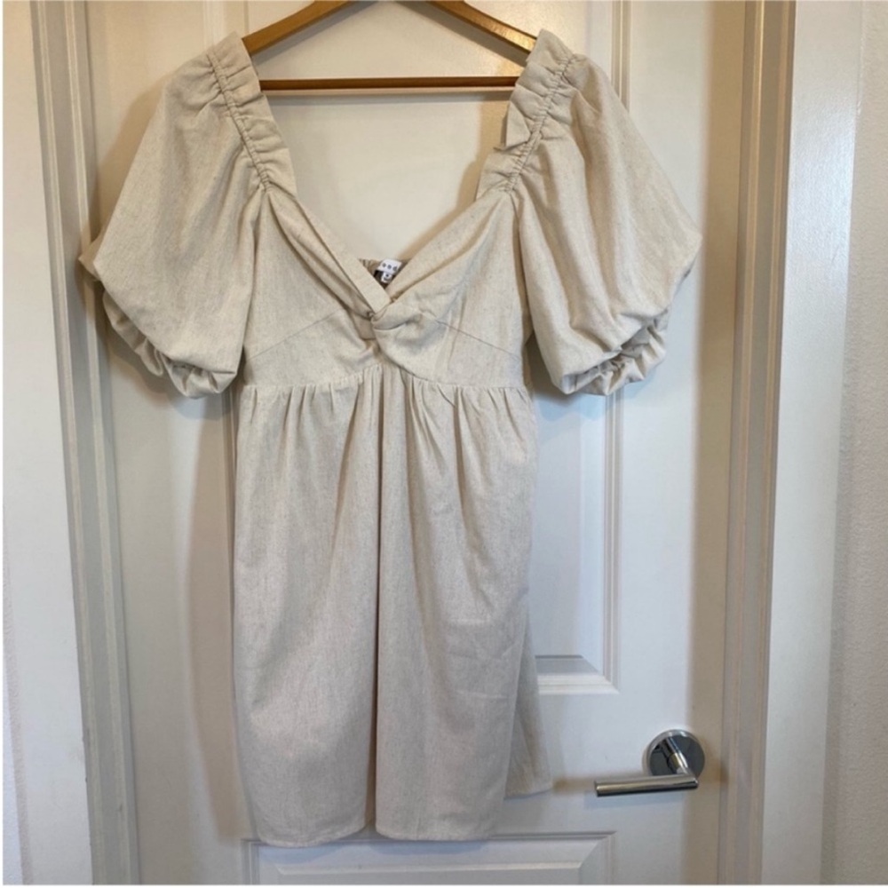 Cream Puff Sleeve Mini Dress